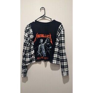 Reworked Upcycle Grunge Oversize Cropped Metallica Sweater XS/S